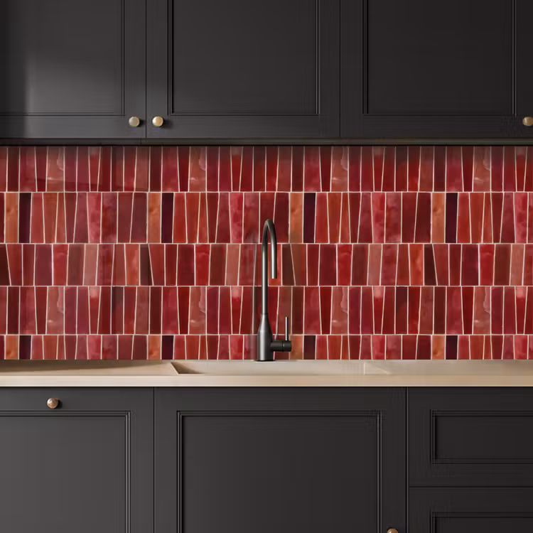 Schienale cucina - Piastrelle - Moderno - Strutturato - Rosso intenso — 6