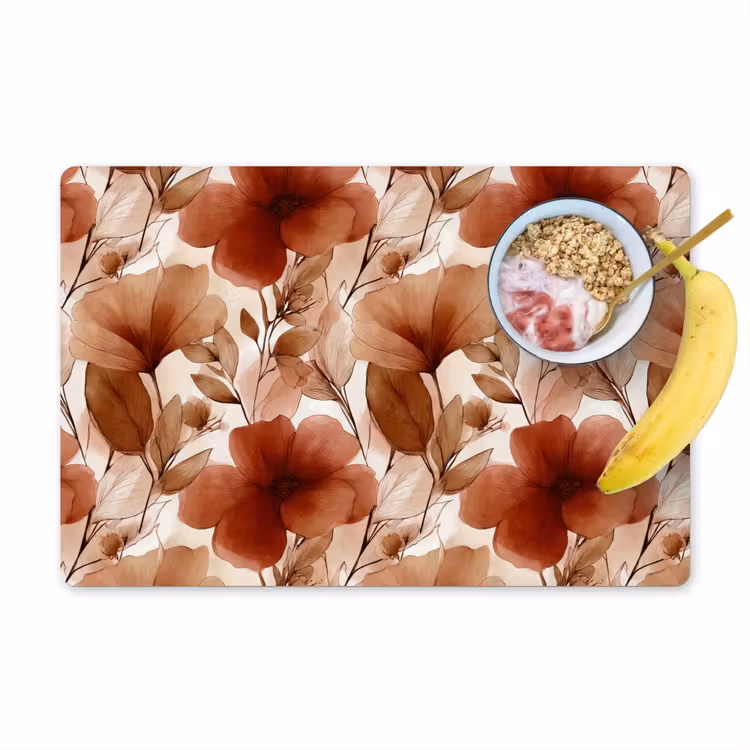 Tovaglietta – 6 pezzi - Fiori - Acquerello - Botanico - Terracotta — 1