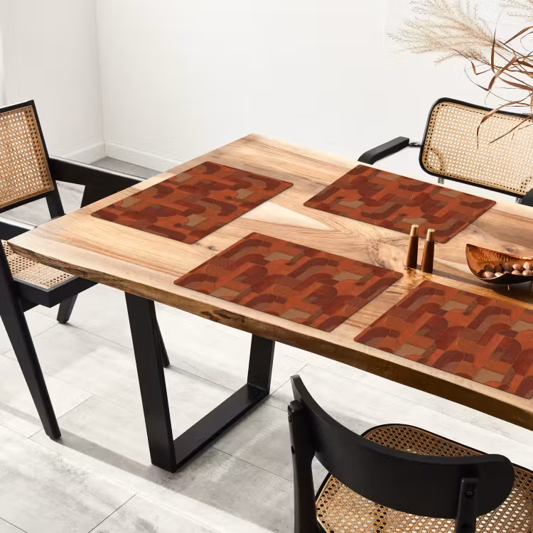 Tovaglietta – 6 pezzi - Geometrico - Astratto - Trama - Marrone — 4