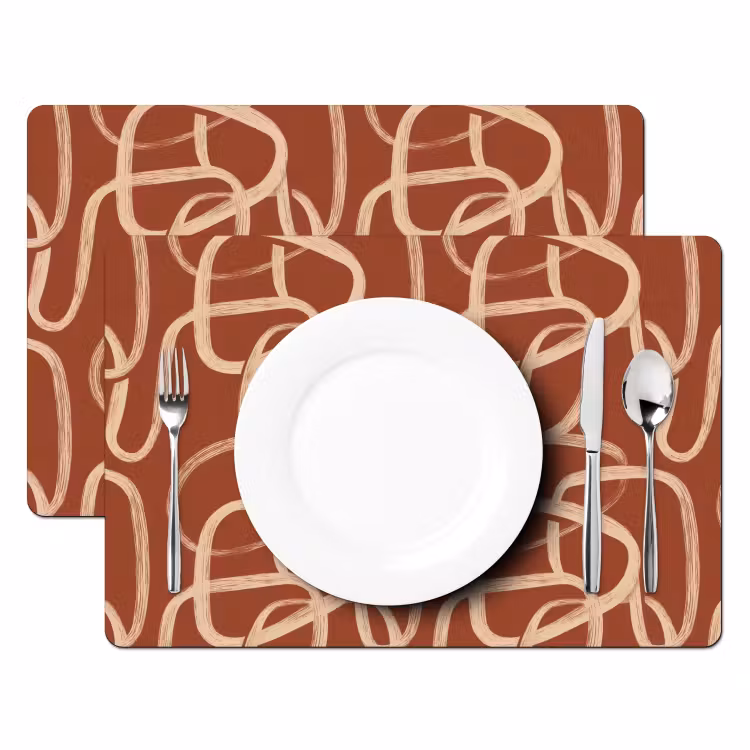 Tovaglietta – 6 pezzi - Linee - Astratto - Organico - Terracotta - Crema — 2