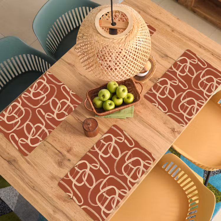 Tovaglietta – 6 pezzi - Linee - Astratto - Organico - Terracotta - Crema — 3