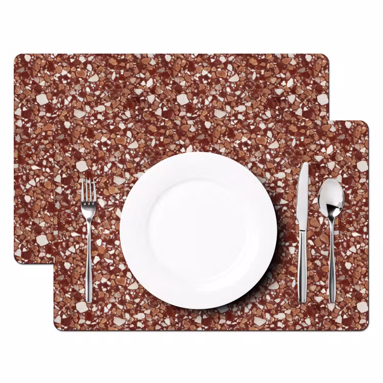 Tovaglietta – 6 pezzi - Terrazzo - Motivo - Texture pietra - Rosso-marrone — 2