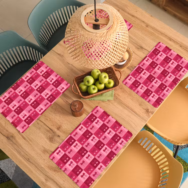 Tovaglietta – 6 pezzi - Ciliegie - Fiocchi - Allegro - Rosa - Bordeaux — 3