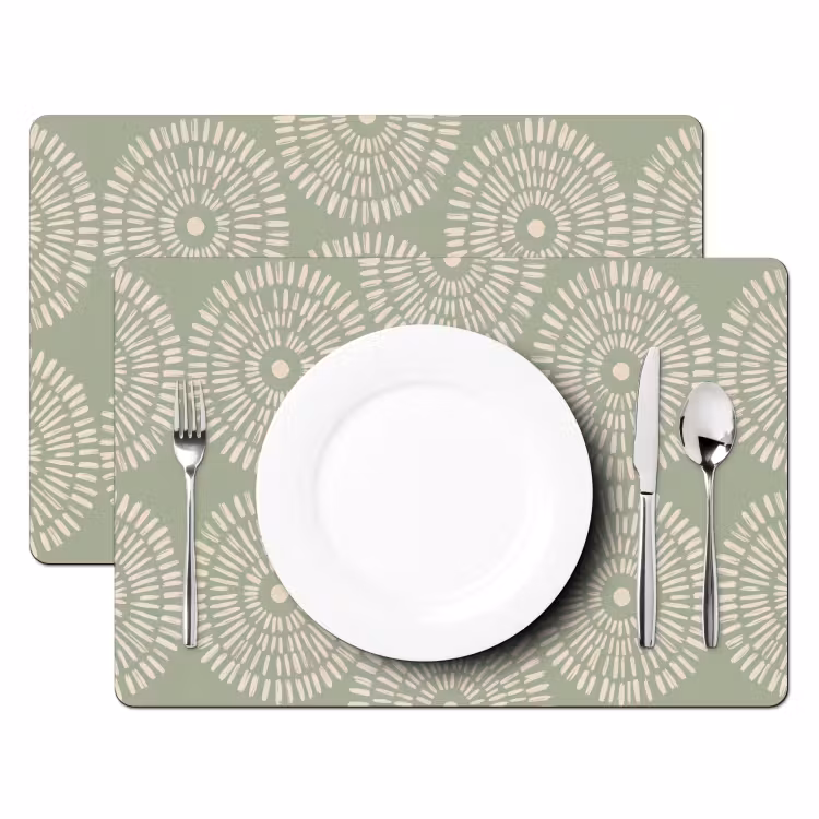 Tovaglietta – 6 pezzi - Motivo - Cerchi - Astratto - Moderno - Verde — 2
