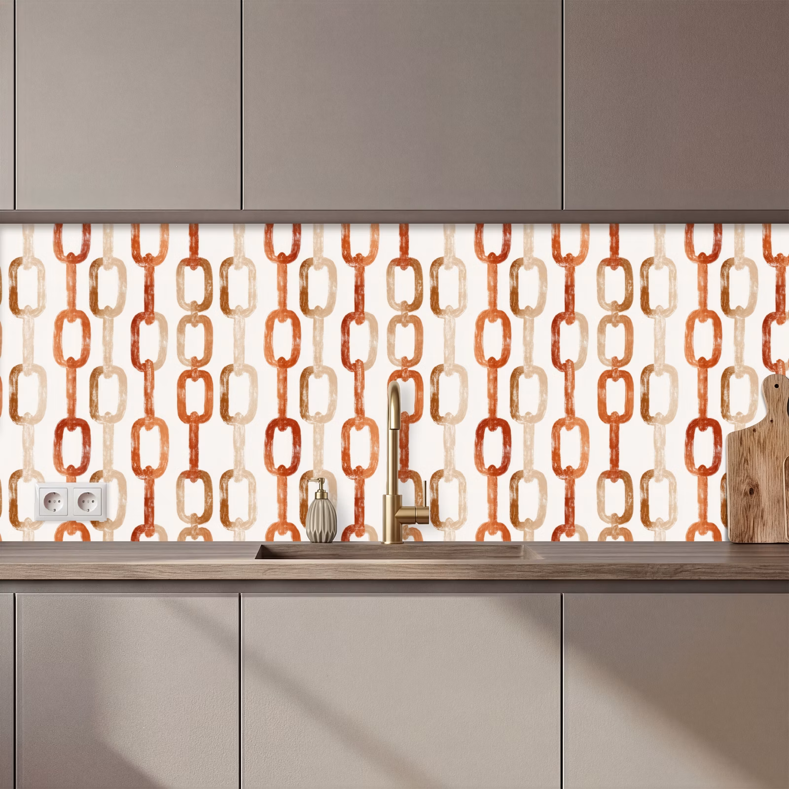 Schienale cucina - Anelli - Motivo - Acquerello - Terracotta — 1
