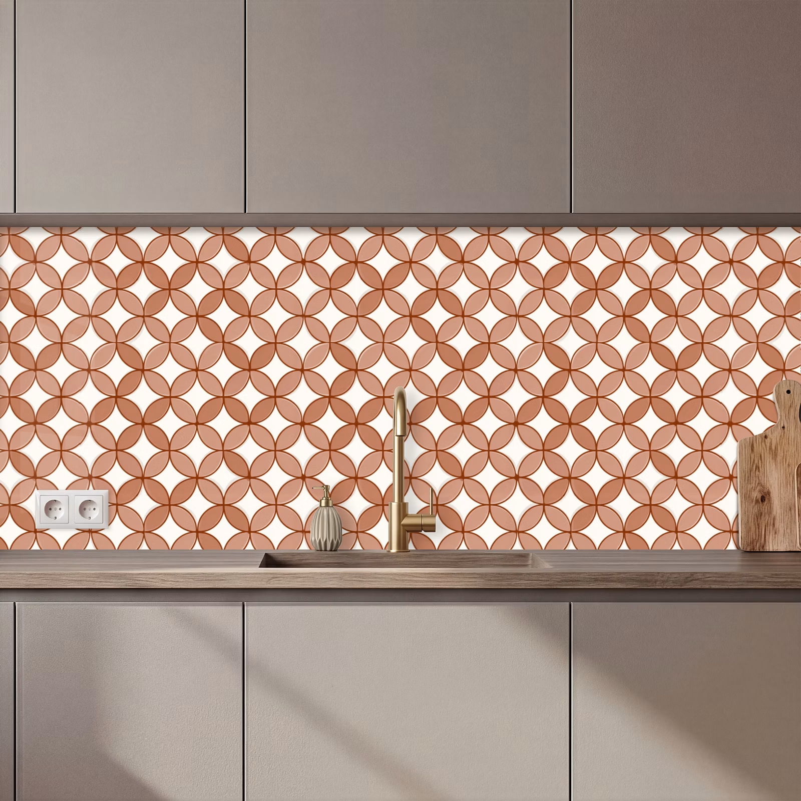 Schienale cucina - Geometrico - Cerchi - Moderno - Terracotta — 1