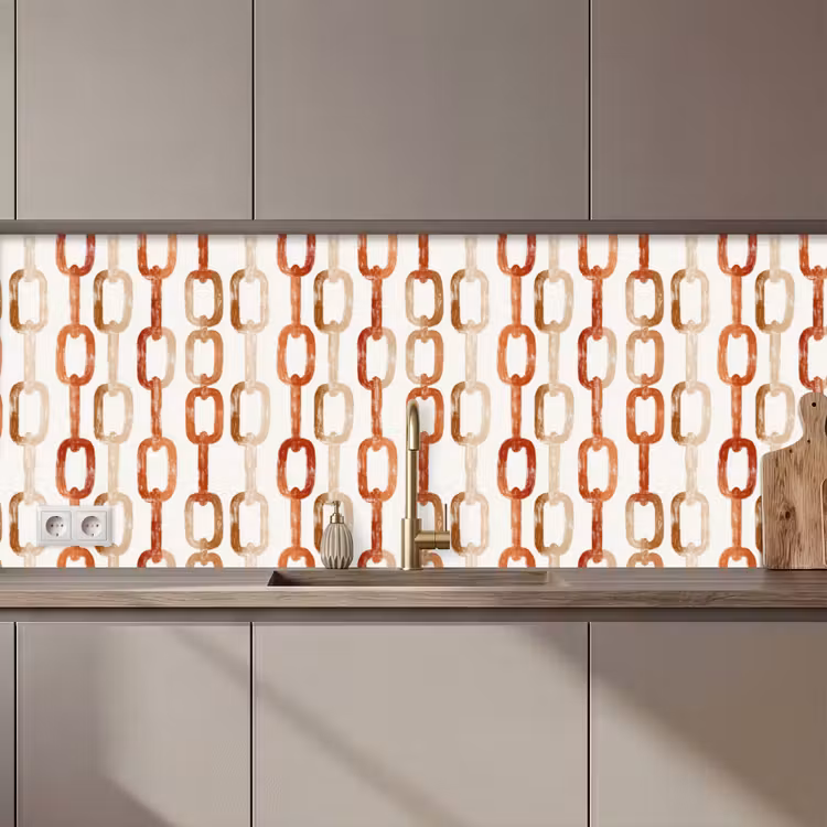 Schienale cucina - Anelli - Motivo - Acquerello - Terracotta — 1