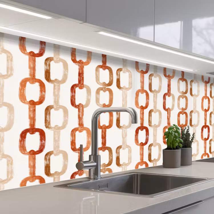 Schienale cucina - Anelli - Motivo - Acquerello - Terracotta — 2
