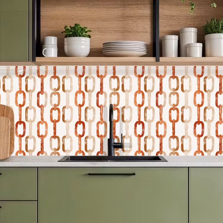 Schienale cucina - Anelli - Motivo - Acquerello - Terracotta — 8