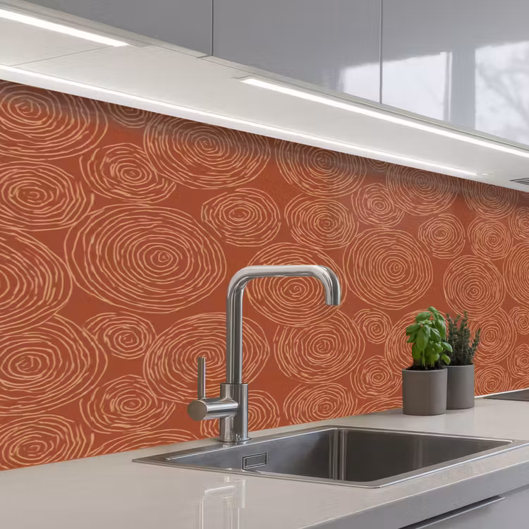 Schienale cucina - Cerchi - Astratto - Artistico - Terracotta — 2