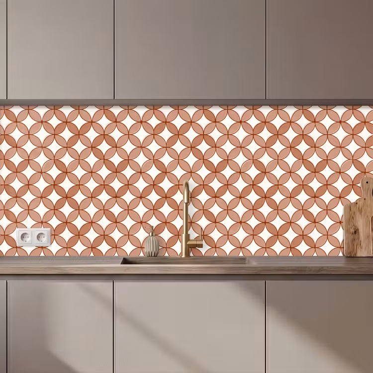 Schienale cucina - Geometrico - Cerchi - Moderno - Terracotta — 1