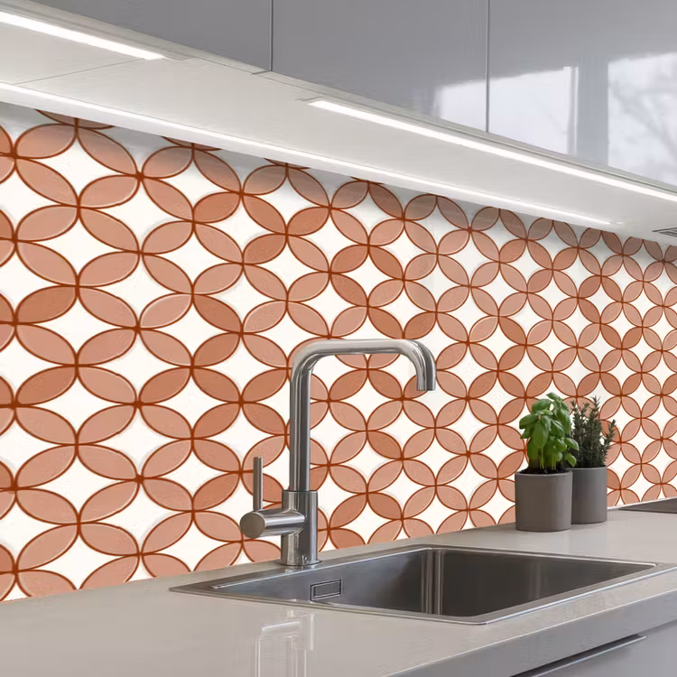 Schienale cucina - Geometrico - Cerchi - Moderno - Terracotta — 2