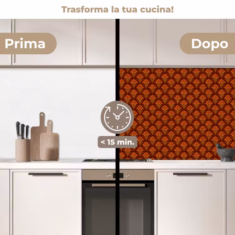 Schienale cucina - Ventioli - Art Déco - Botanico - Marrone ruggine - Arancione — 3