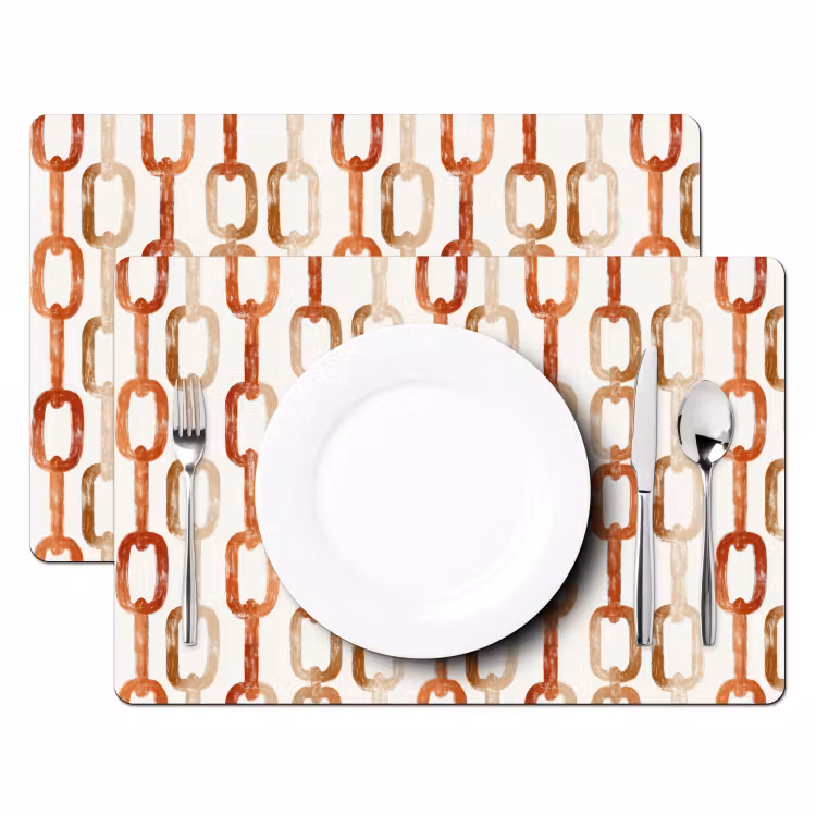 Tovaglietta – 6 pezzi - Anelli - Motivo - Acquerello - Terracotta — 2