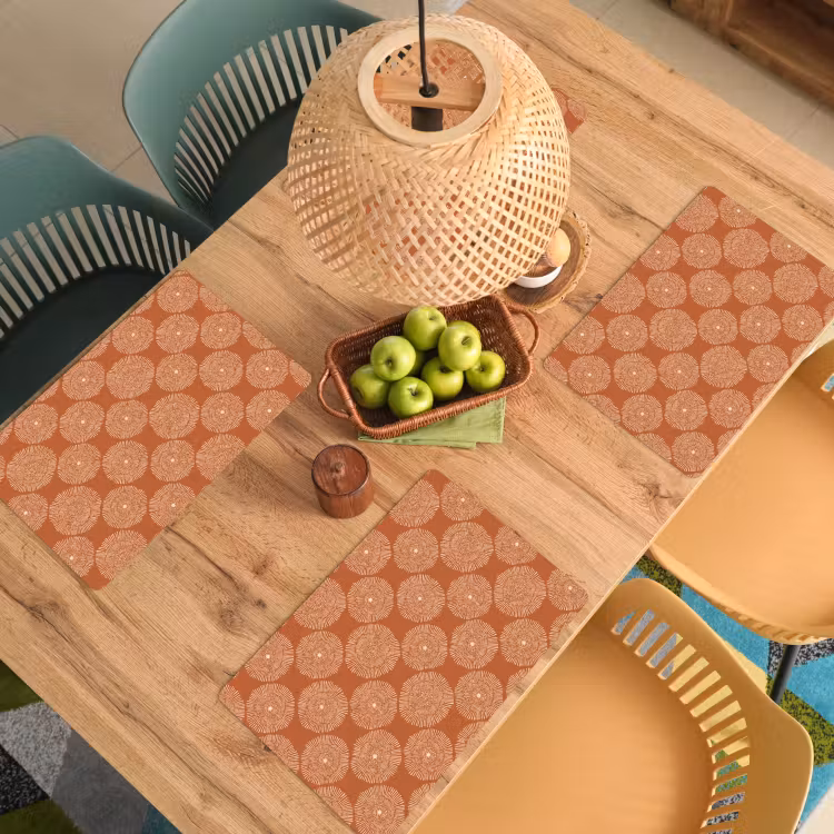Tovaglietta – 6 pezzi - Cerchi - Grafica - Motivo - Terracotta — 3