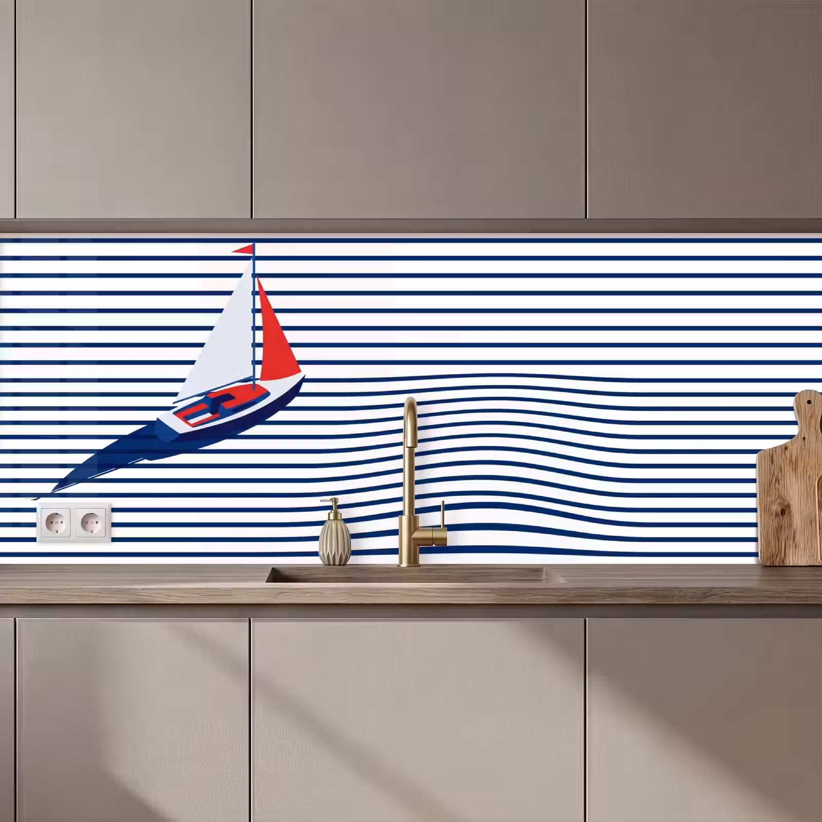 Schienale cucina - Barca - Acqua - Astratto - Blu — 1