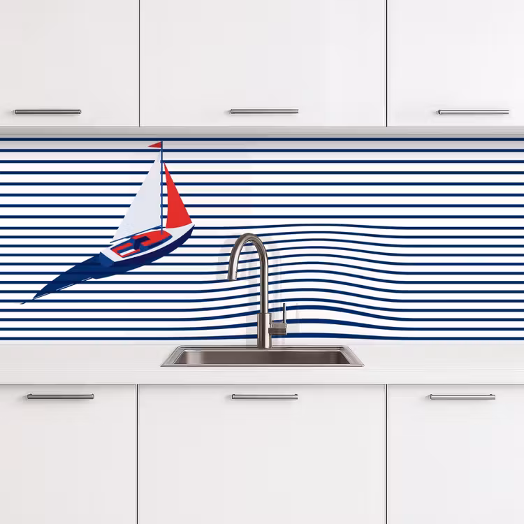 Schienale cucina - Barca - Acqua - Astratto - Blu — 4