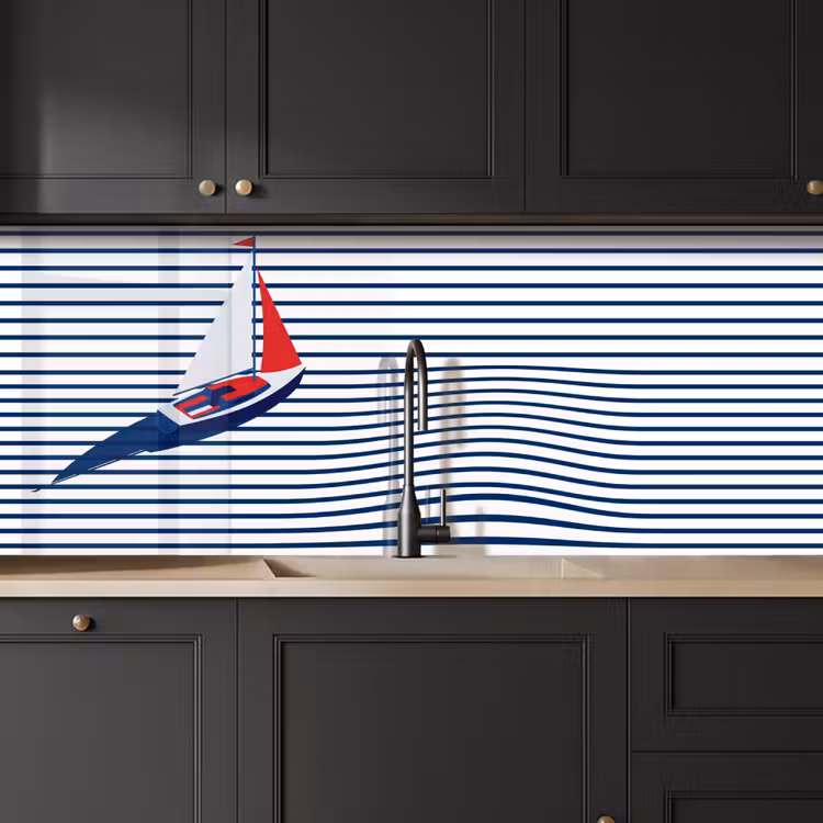 Schienale cucina - Barca - Acqua - Astratto - Blu — 6
