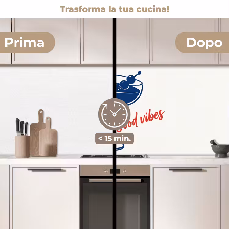 Schienale cucina - Cocktail - Bicchiere - Illustrazione - Blu - Bianco — 3