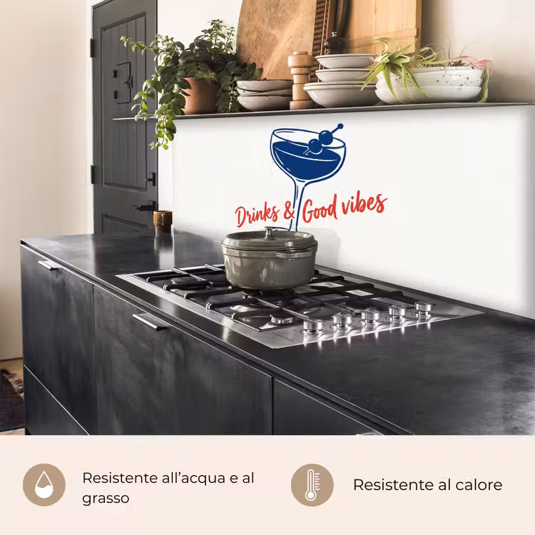 Schienale cucina - Cocktail - Bicchiere - Illustrazione - Blu - Bianco — 5