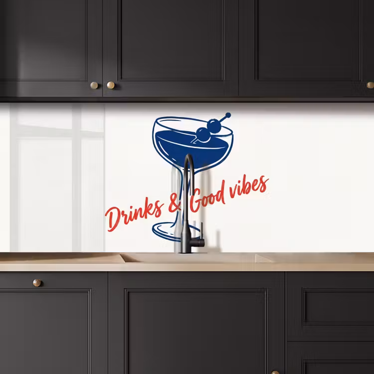 Schienale cucina - Cocktail - Bicchiere - Illustrazione - Blu - Bianco — 6