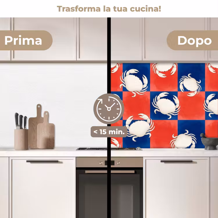 Schienale cucina - Motivo - Vita marina - Rosso - Blu - Astratto — 3