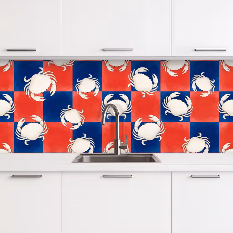 Schienale cucina - Motivo - Vita marina - Rosso - Blu - Astratto — 4