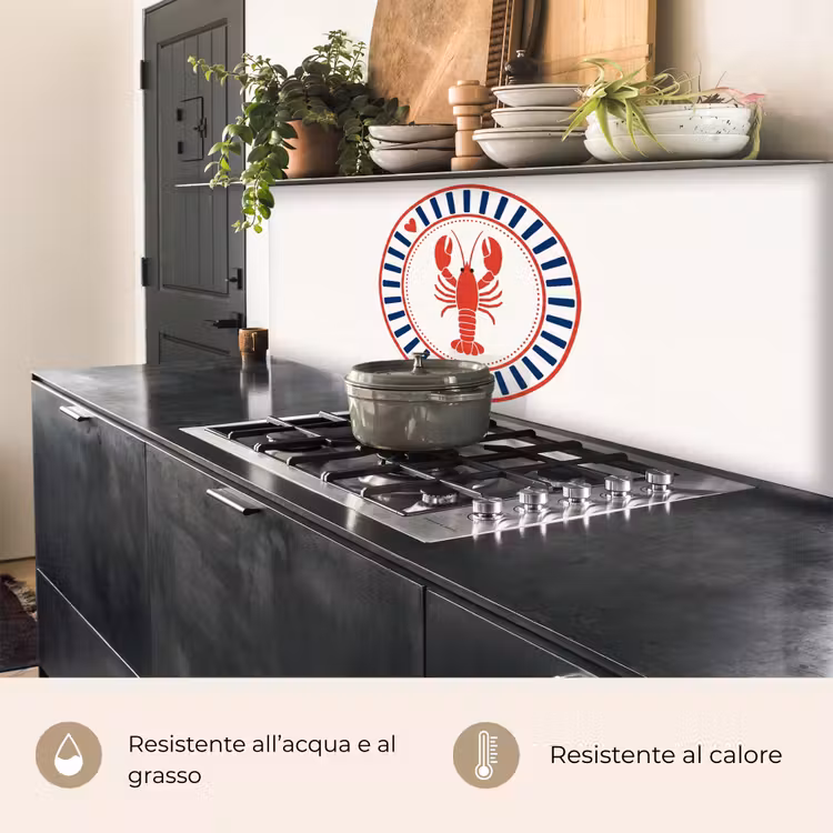 Schienale cucina - Vita marina - Aragosta - Emblema - Grafica - Rosso — 5