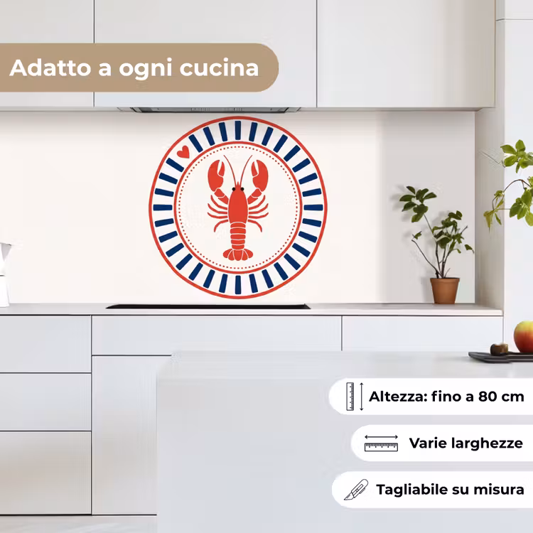 Schienale cucina - Vita marina - Aragosta - Emblema - Grafica - Rosso — 7