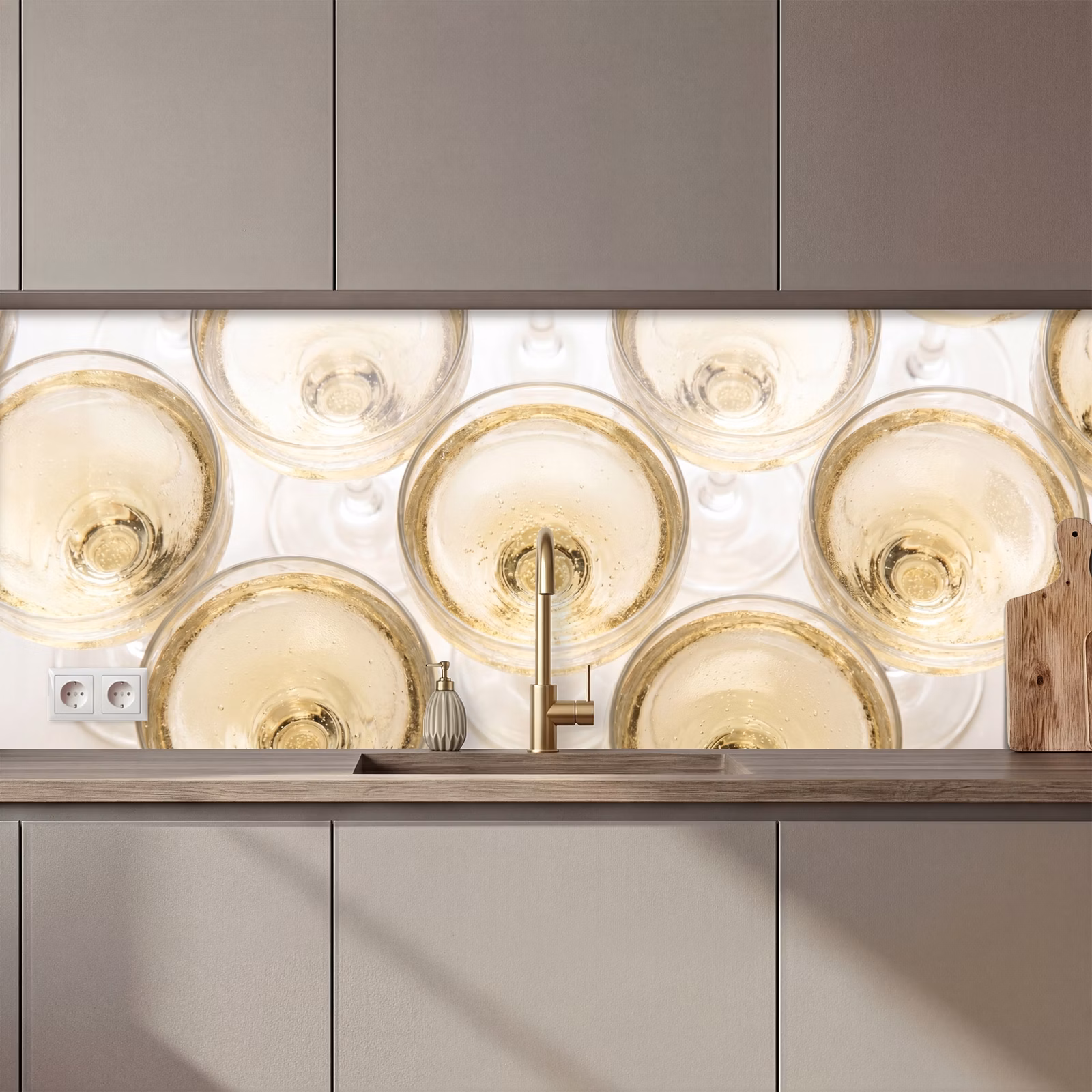 Schienale cucina - Bevande - Bicchieri - Festa - Oro — 1