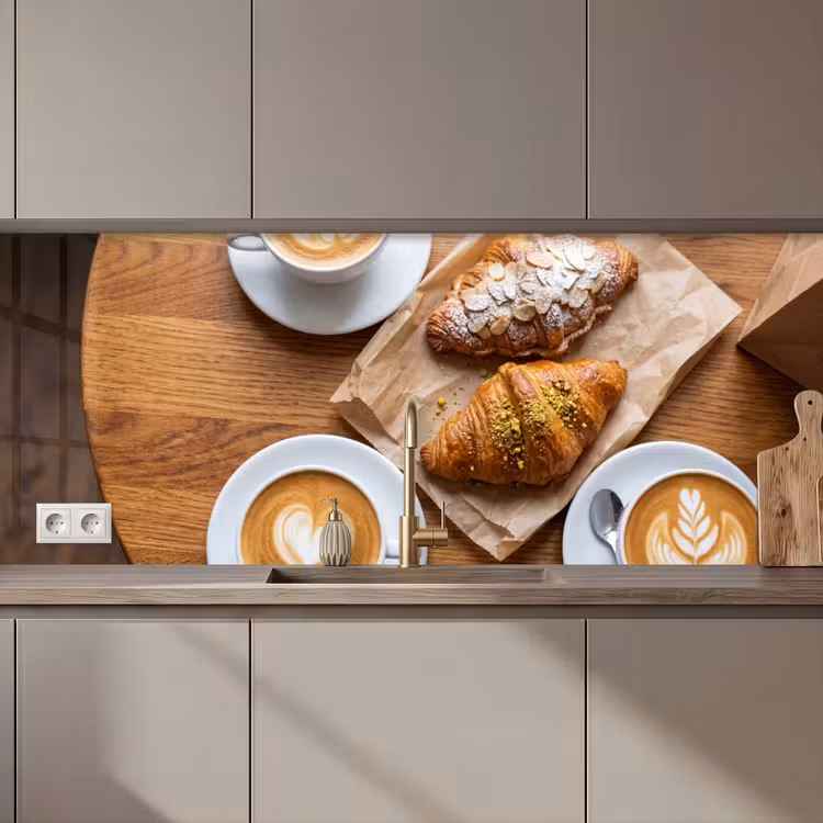 Schienale cucina - Cibo - Croissant - Caffè - Colazione - Moderno — 1