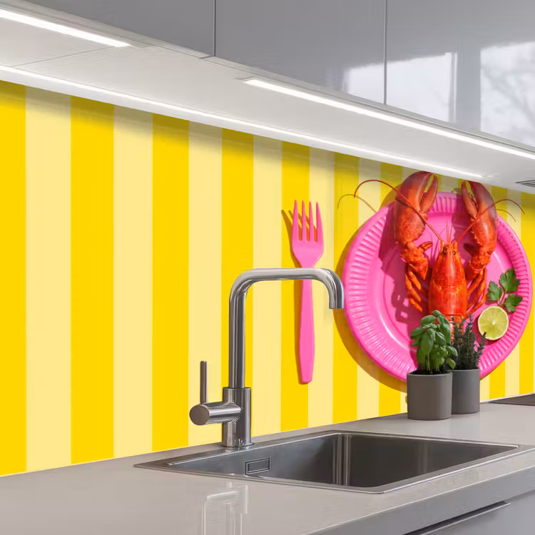 Schienale cucina - Cibo - Rosa - Giallo - Moderno - Culinario — 2