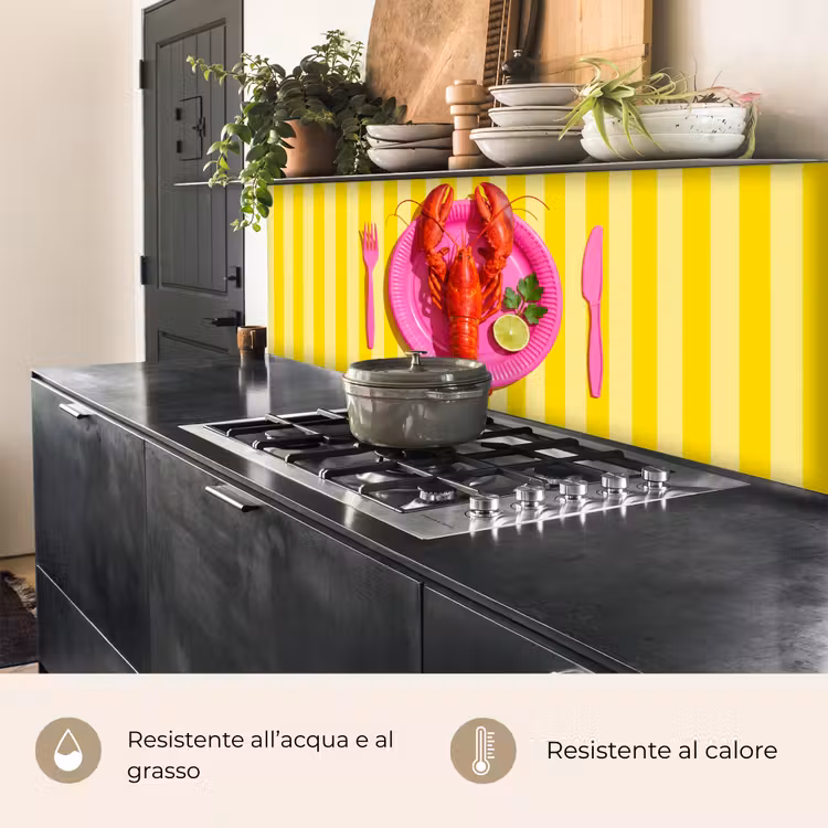 Schienale cucina - Cibo - Rosa - Giallo - Moderno - Culinario — 5