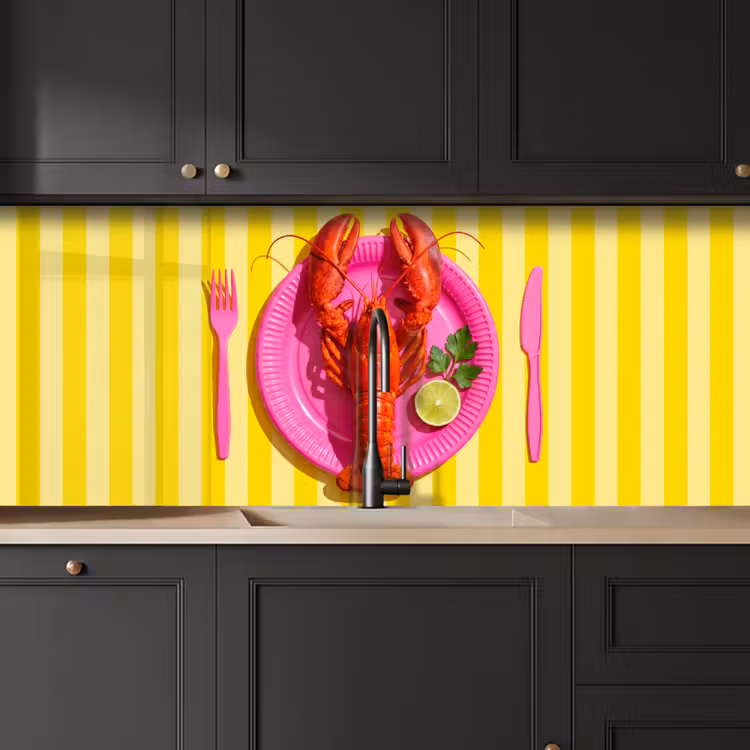 Schienale cucina - Cibo - Rosa - Giallo - Moderno - Culinario — 6
