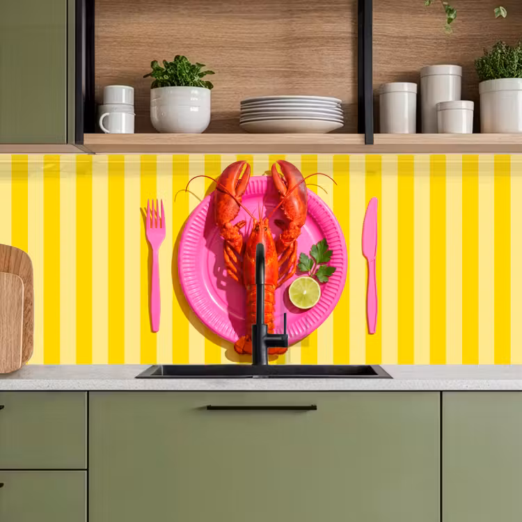 Schienale cucina - Cibo - Rosa - Giallo - Moderno - Culinario — 8