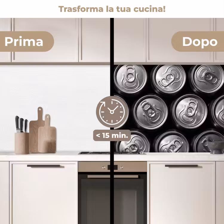 Schienale cucina - Lattine - Alluminio - Motivo - Stile industriale - Argento — 3
