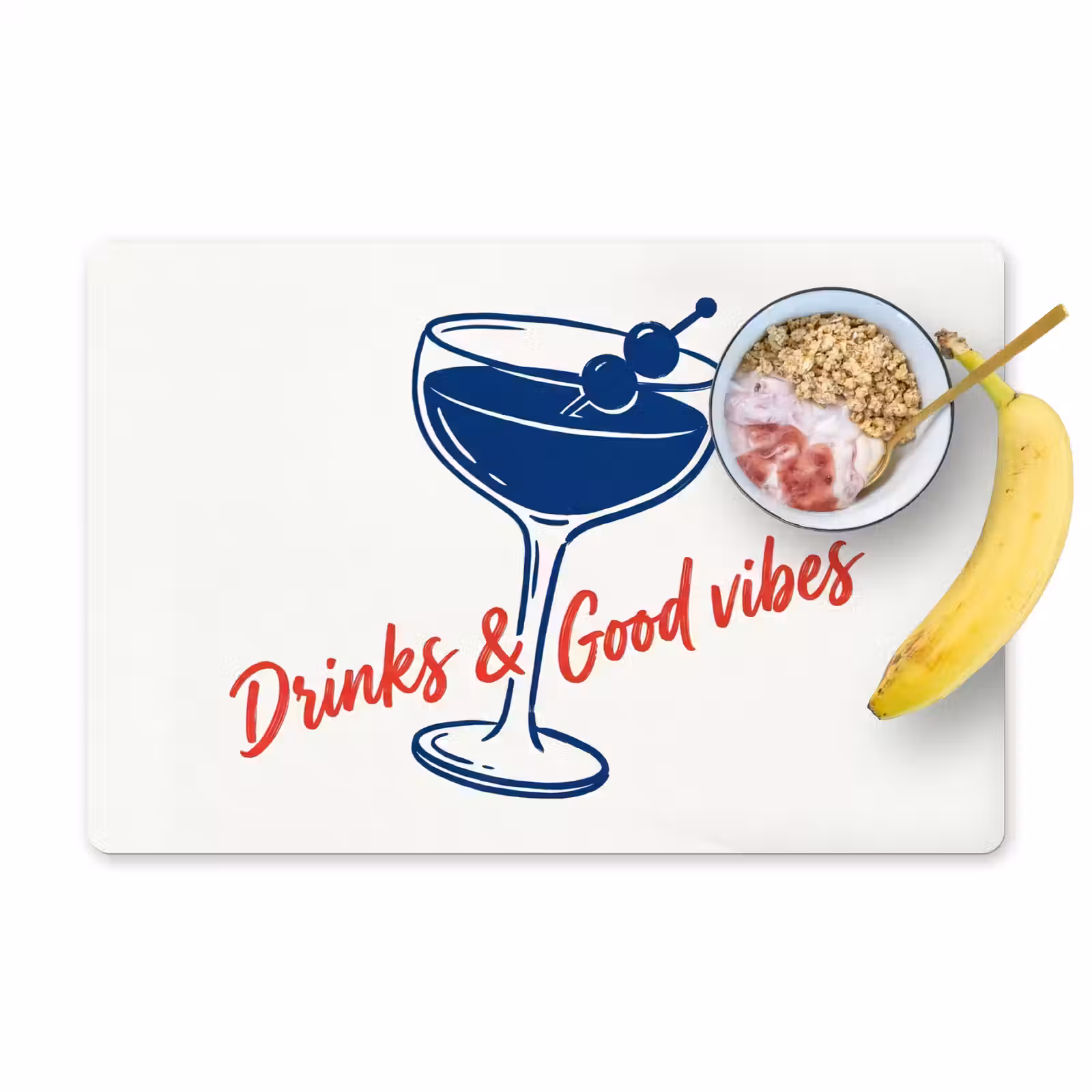 Tovaglietta – 6 pezzi - Cocktail - Bicchiere - Illustrazione - Blu - Bianco — 1