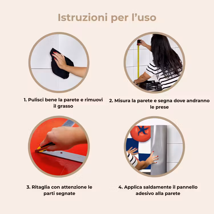 Schienale cucina - Cibo - Pomodori - Cucina - Illustrazione - Rosso-Blu — 9