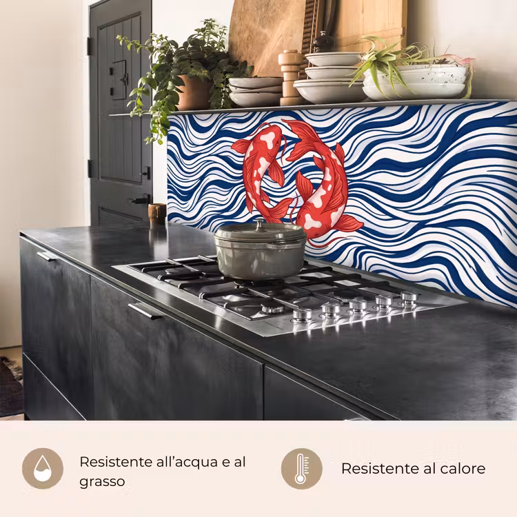 Schienale cucina - Pesce - Acqua - Natura - Illustrazione - Rosso — 5