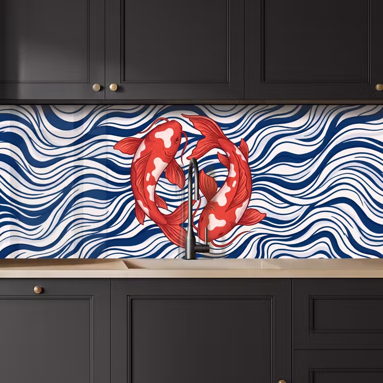 Schienale cucina - Pesce - Acqua - Natura - Illustrazione - Rosso — 6