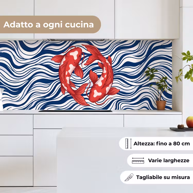 Schienale cucina - Pesce - Acqua - Natura - Illustrazione - Rosso — 7
