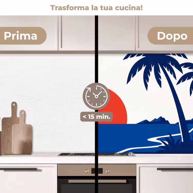 Schienale cucina - Tramonto - Mare - Palma - Tropicale - Moderno — 2