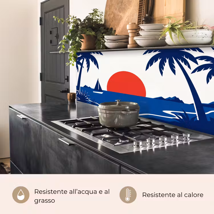 Schienale cucina - Tramonto - Mare - Palma - Tropicale - Moderno — 4