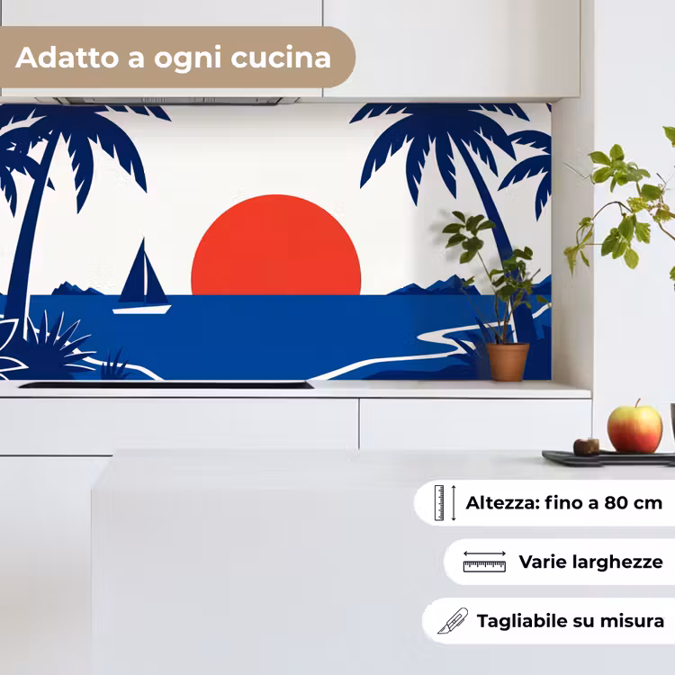 Schienale cucina - Tramonto - Mare - Palma - Tropicale - Moderno — 6