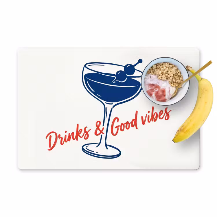 Tovaglietta – 6 pezzi - Cocktail - Bicchiere - Illustrazione - Blu - Bianco — 1
