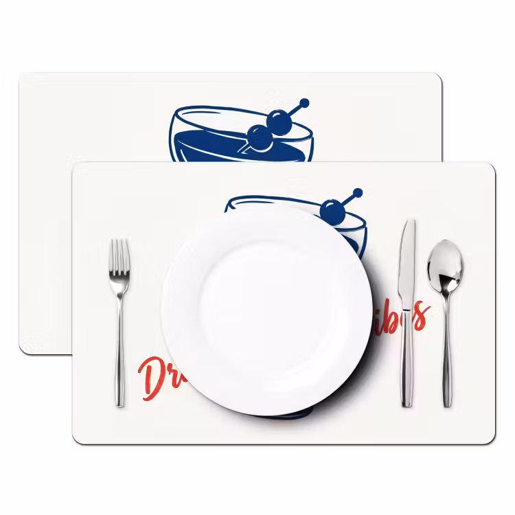 Tovaglietta – 6 pezzi - Cocktail - Bicchiere - Illustrazione - Blu - Bianco — 2