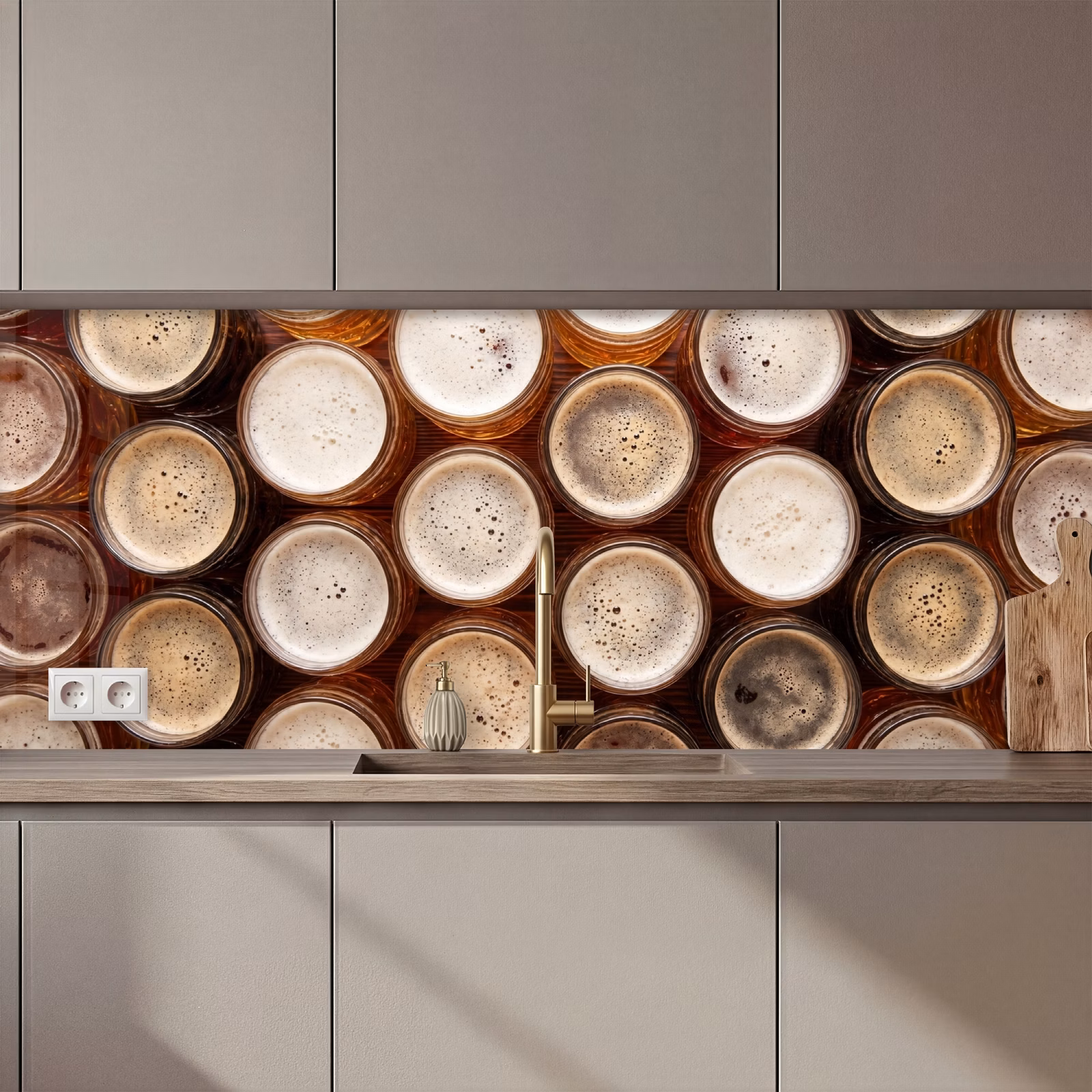 Schienale cucina - Cibo - Bicchieri - Bevande - Motivo - Marrone — 1