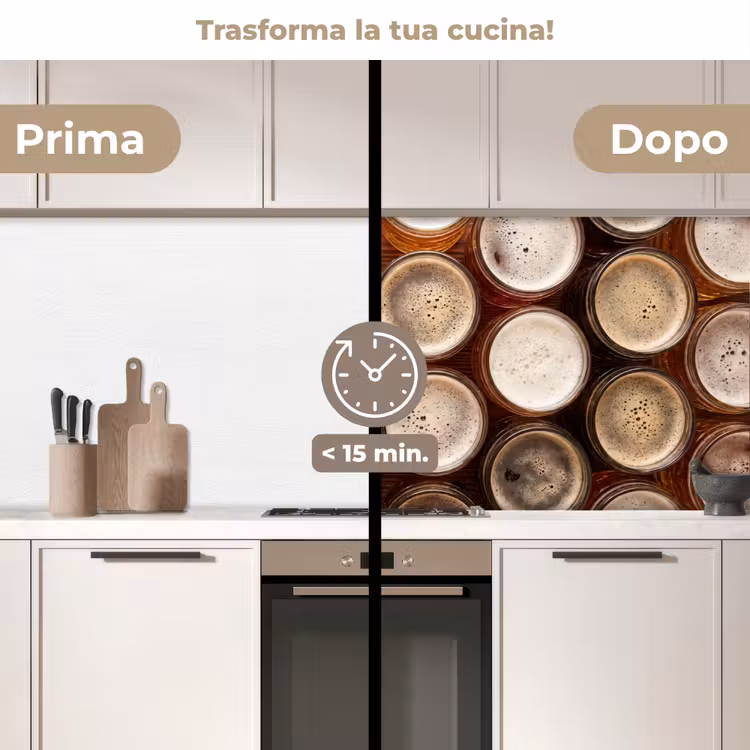 Schienale cucina - Cibo - Bicchieri - Bevande - Motivo - Marrone — 3