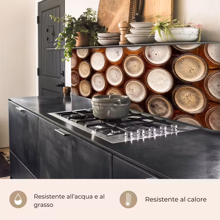 Schienale cucina - Cibo - Bicchieri - Bevande - Motivo - Marrone — 5