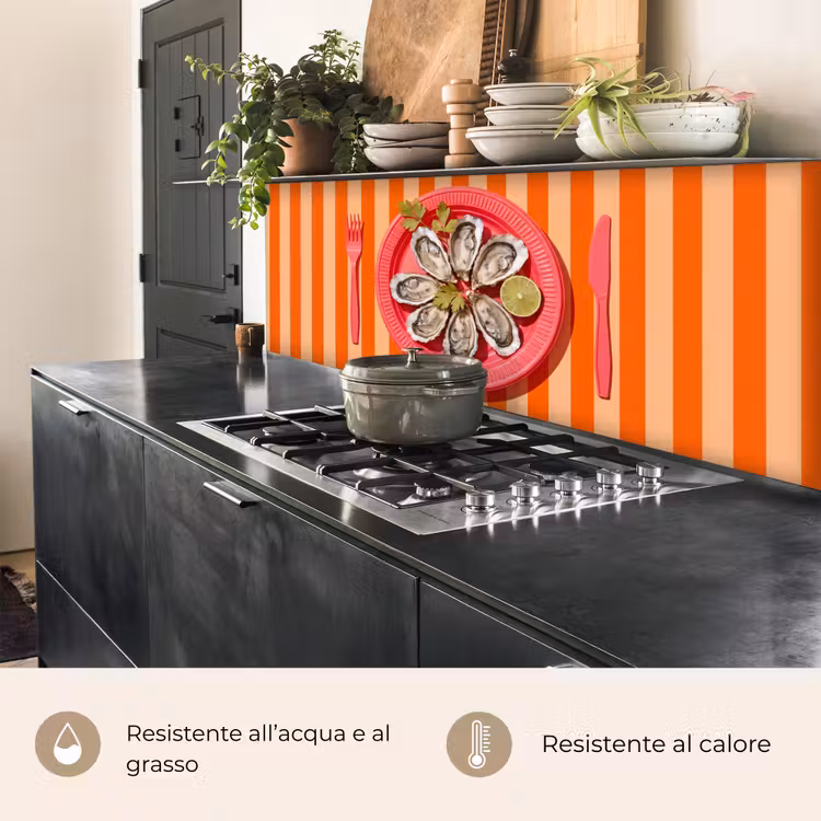 Schienale cucina - Cibo - Ostriche - Frutti di mare - Arancione - Moderno — 5